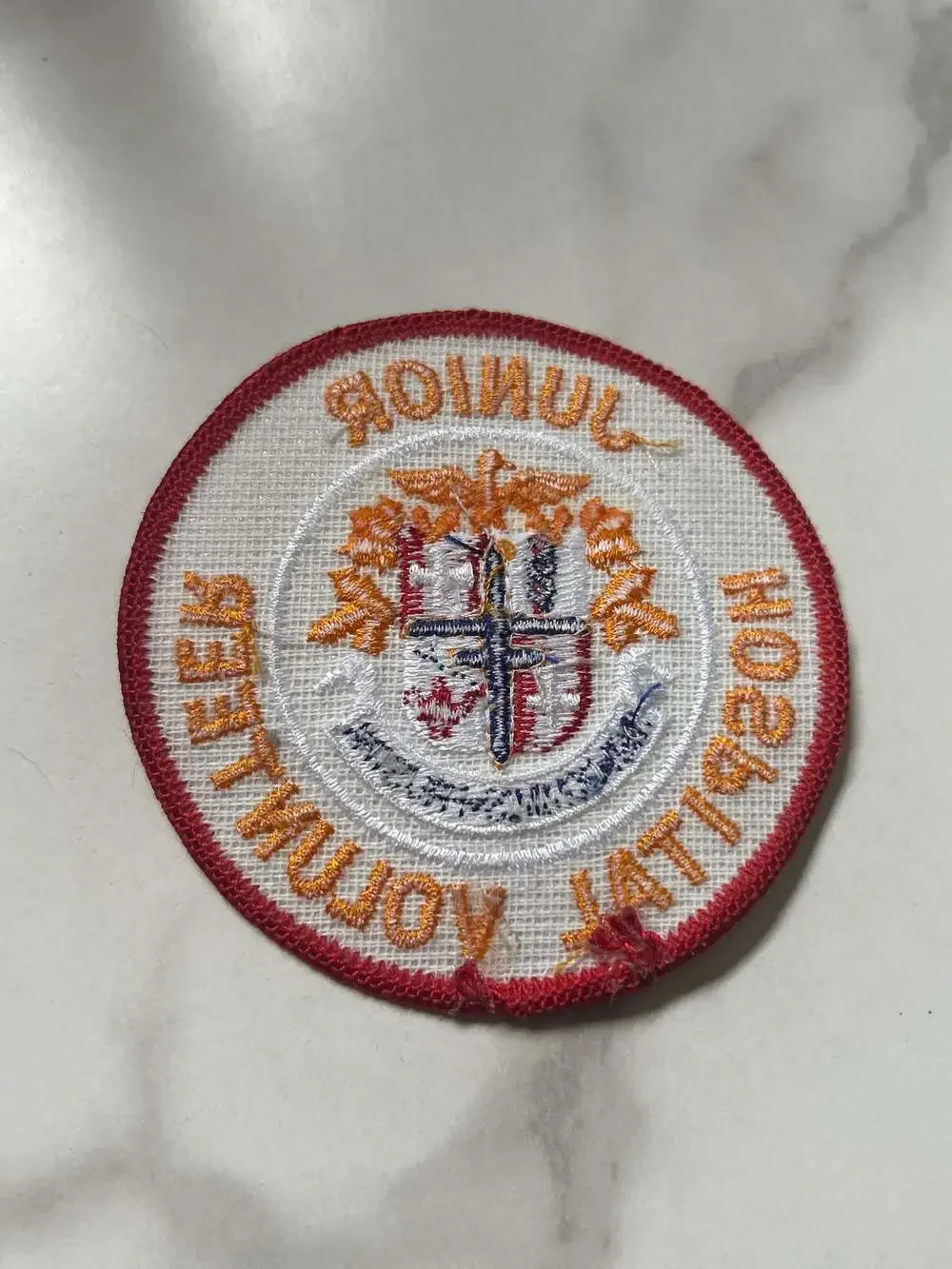 Vintage Junior Hospital Volunteer Embroidered Patch Nisi Dominus Frustra